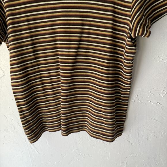Vintage White Stag Shirt‎ Large Brown Striped Short Sleeve Casual Crewneck Retro - Picture 3 of 7